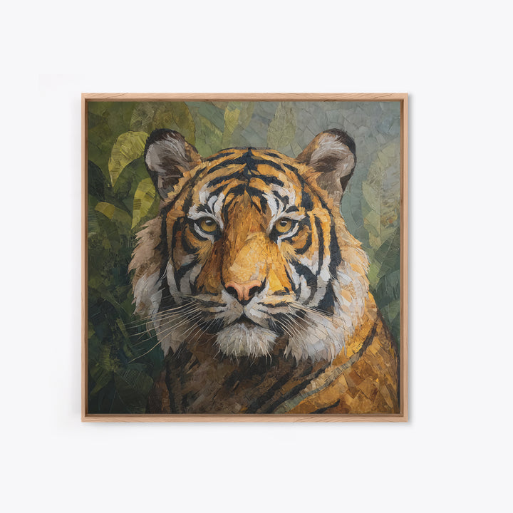 Tiger Portrait with Jungle Shadows Framed Canvas Print, Wildlife Art, Fine Art Print, Living Room Decor, Fine Art, Wild, WIL-1x1-53
