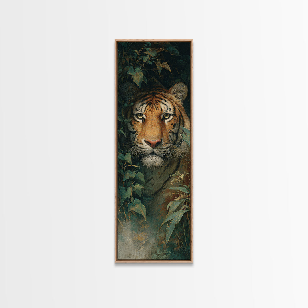 Tiger Portrait with Jungle Shadows Canvas Print, Wildlife Art, Room Decor, Living Room Decor, Fine Art, Wild, Large Wall Art, WIL-1x3-17