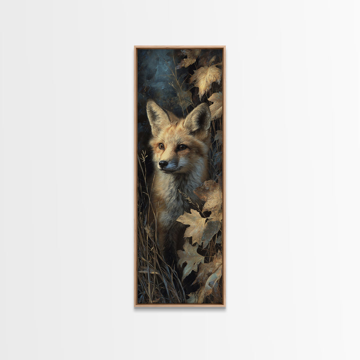 Fox in Autumn Forest Leaves Canvas Print, Wildlife Art, Gallery Decor, Living Room Decor, Fine Art, Wild, Contemporary Art, WIL-1x3-21