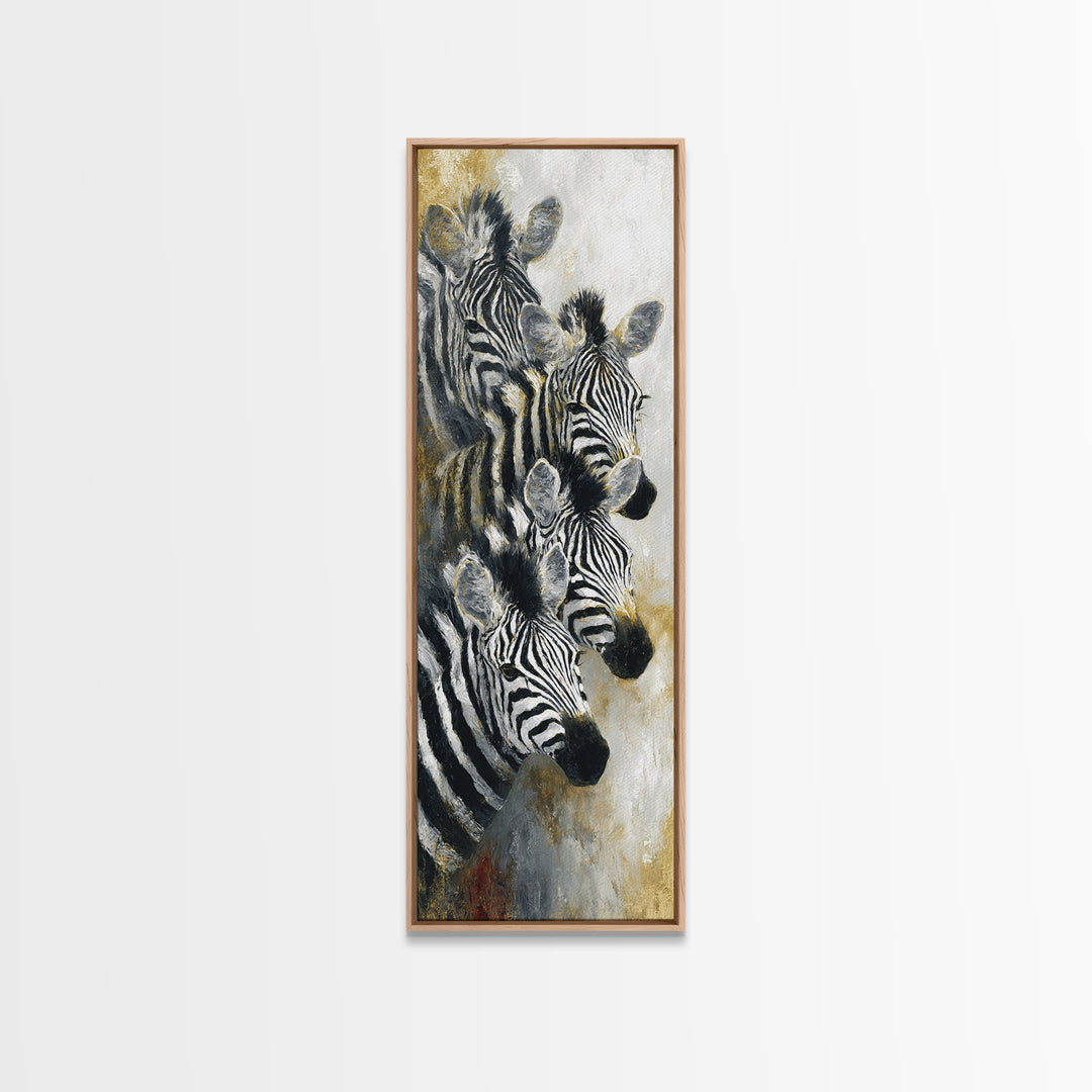 Zebra Herd in Graphic Black and White Canvas Print, Wildlife Art, Wall Decor, Living Room Decor, Wild, Living Room Wall Art, WIL-1x3-23