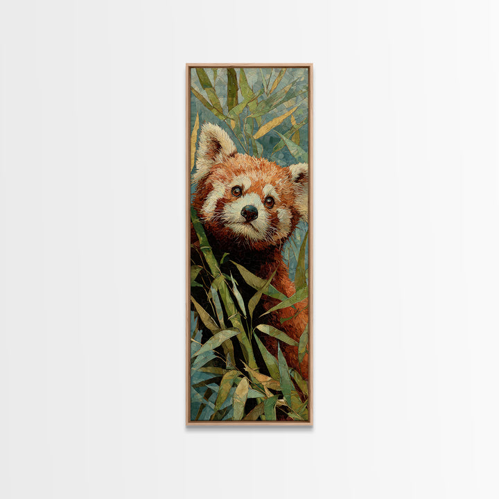 Red Panda Among Bamboo Leaves Canvas Print, Wildlife Art, Large Wall Art, Living Room Decor, Fine Art, Wild, Landscape Art, WIL-1x3-56