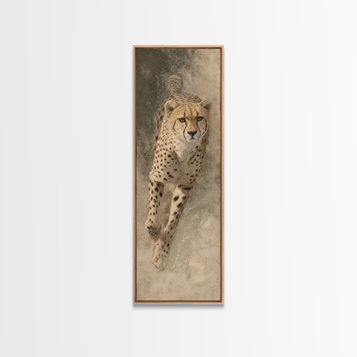 Cheetah Running Through Warm Dust Canvas Print, Wildlife Art, Fine Art Print, Living Room Decor, Abstract Art, Wild, Wall Decor, WIL-1x3-57