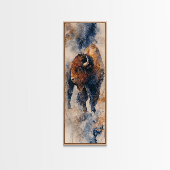 Lion Emerging from Golden Savanna Grass Framed Canvas Print, Wildlife Art, Textured Painting, Living Room Decor, Fine Art, Wild, WIL-1x3-61