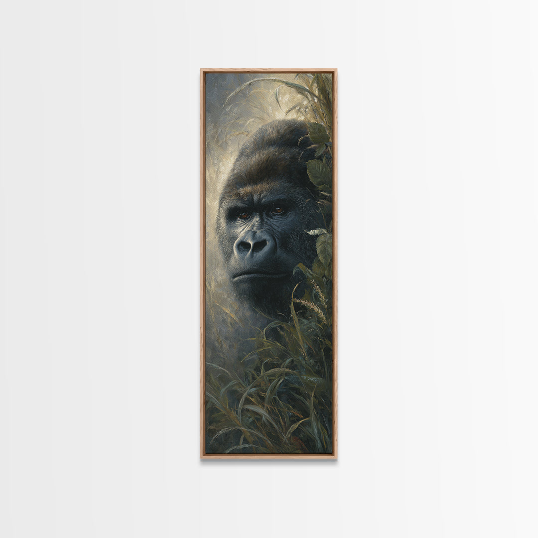 Gorilla Portrait with Powerful Gaze Canvas Print, Wildlife Art, Art Print, Living Room Decor, Fine Art, Wild, Digital Wall Art, WIL-1x3-77