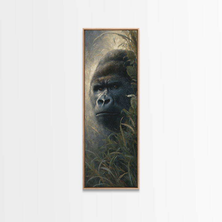 Gorilla Portrait with Powerful Gaze Canvas Print, Wildlife Art, Art Print, Living Room Decor, Fine Art, Wild, Digital Wall Art, WIL-1x3-77