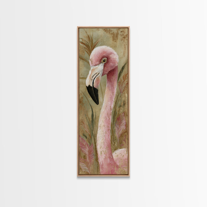 Flamingos in Pink Shallow Water Canvas Print, Wildlife Art, Gallery Decor, Living Room Decor, Oil Painting, Wild, WIL-1x3-82