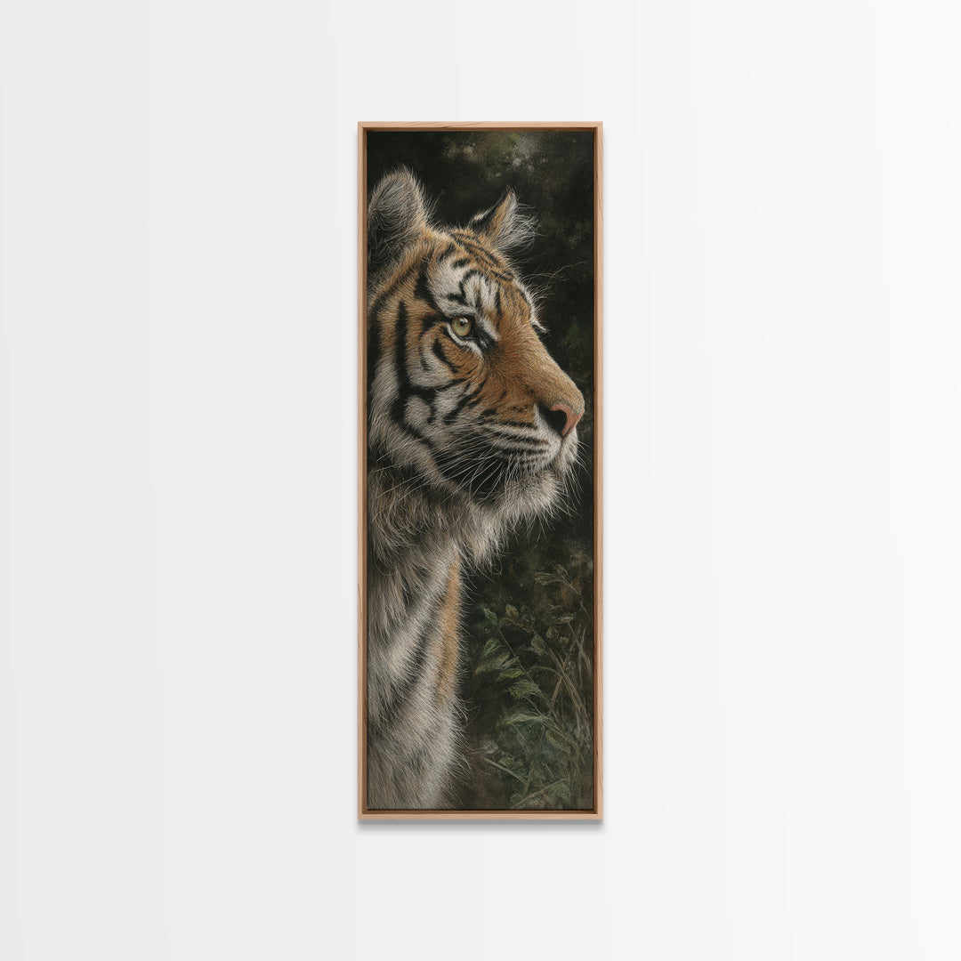 Tiger Portrait with Jungle Shadows Canvas Print, Wildlife Art, Landscape Art, Living Room Decor, Fine Art, Wild, Modern Decor, WIL-1x3-89