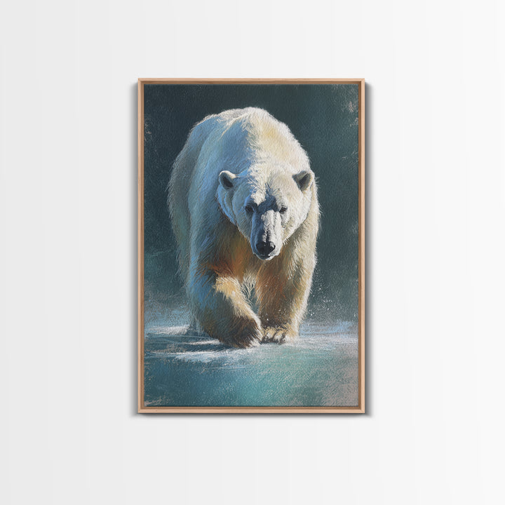 Polar Bear Crossing Blue Ice Canvas Print, Wildlife Art, Art Print, Living Room Decor, Fine Art, Wild, Digital Wall Art, WIL-2x3-23