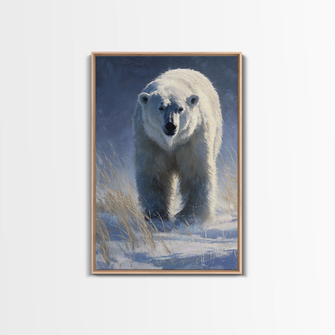 Polar Bear Crossing Blue Ice Canvas Print, Wildlife Art, Oil Painting, Living Room Decor, Fine Art, Wild, Bedroom Wall Art, WIL-2x3-71