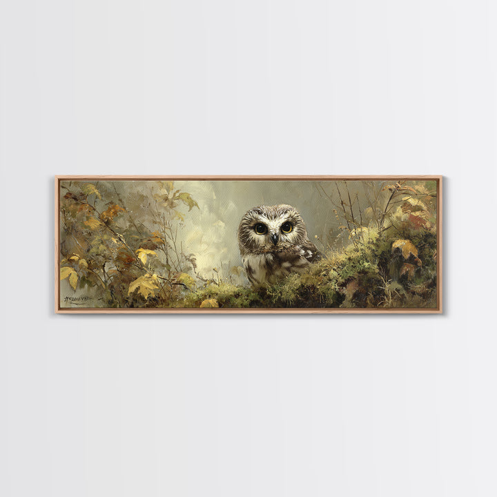 Owl Perched in Moonlit Woodland Canvas Print, Wildlife Art, Modern Decor, Living Room Decor, Abstract Art, Wild, Home Decor, WIL-3x1-100