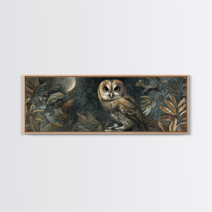 Owl Perched in Moonlit Woodland Canvas Print, Wildlife Art, Digital Download Art, Living Room Decor, Watercolor Art, Wild, WIL-3x1-4