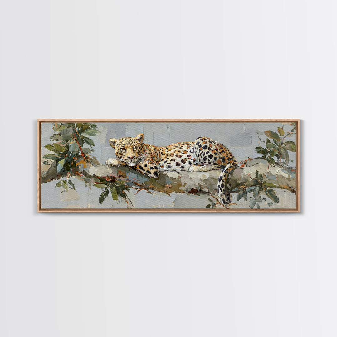 Leopard Resting on Tree Branch Canvas Print, Wildlife Art, Leopard Wall Art, Living Room Decor, Fine Art, Wild, Fine Art Print, WIL-3x1-6