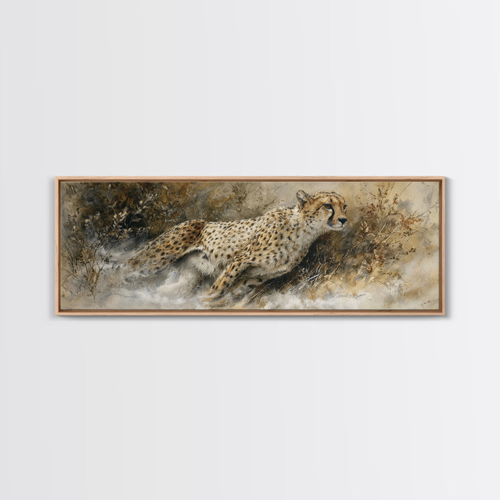 Cheetah Running Through Warm Dust Canvas Print, Wildlife Art, Digital Download Art, Living Room Decor, Oil Painting, Wild, WIL-3x1-85