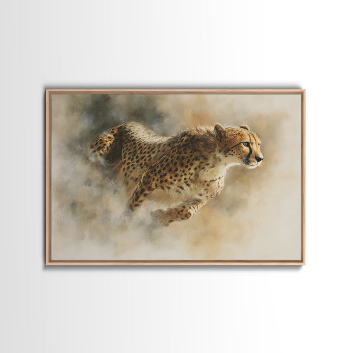 Cheetah Running Through Warm Dust Canvas Print, Wildlife Art, Modern Wall Art, Living Room Decor, Fine Art, Wild, Bird Wall Art, WIL-3x2-1