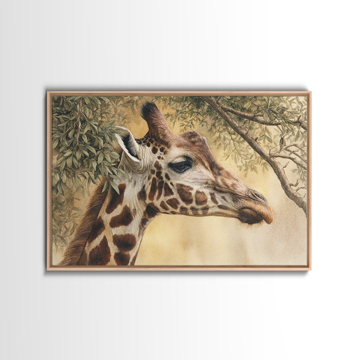 Giraffe Pair under Acacia Tree Canvas Print, Wildlife Art, Leopard Wall Art, Living Room Decor, Fine Art, Wild, Fine Art Print, WIL-3x2-11