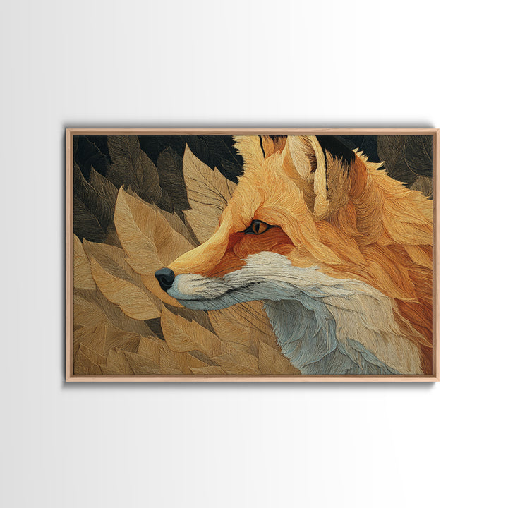 Fox in Autumn Forest Leaves Canvas Print, Wildlife Art, Leopard Wall Art, Living Room Decor, Fine Art, Wild, Fine Art Print, WIL-3x2-37