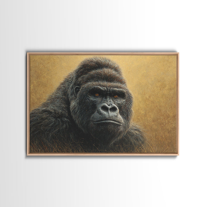 Gorilla Portrait with Powerful Gaze Canvas Print, Wildlife Art, Unique Home Decor, Living Room Decor, Fine Art, Wild, WIL-3x2-93