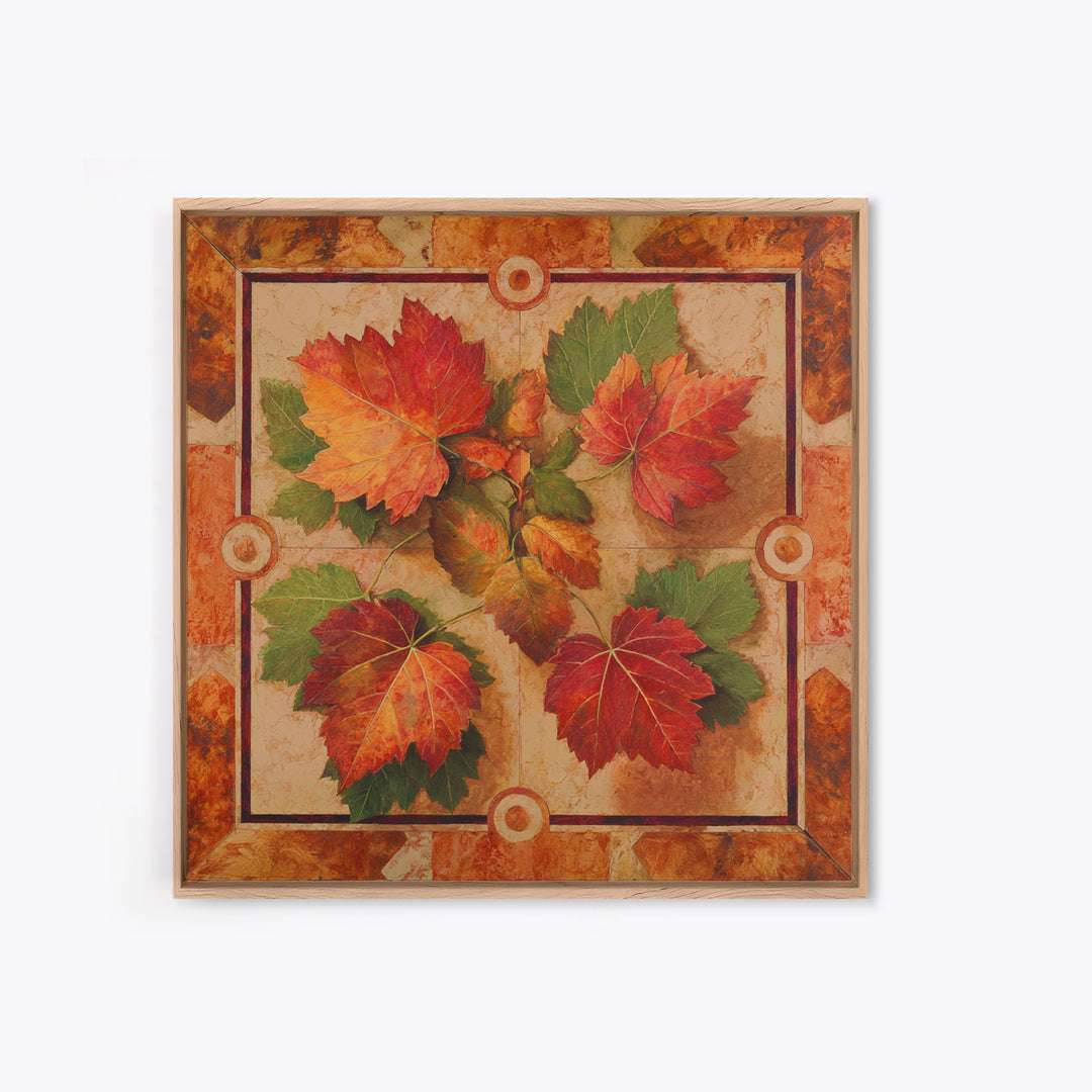 Vine Leaves Turning Autumn Red and Gold Framed Canvas Print, Winery Art, Framed Art, Winery Decor, Fine Art, Vineyard, WIN-1x1-11