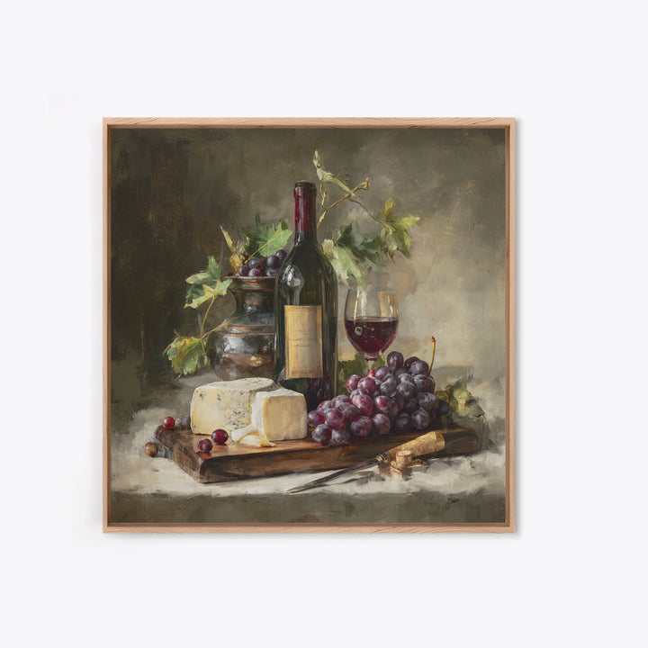 Charcuterie Board with Grapes and Cheese Canvas Print, Winery Art, Cocktail Wall Art, Winery Decor, Watercolor Art, Vineyard, WIN-1x1-13