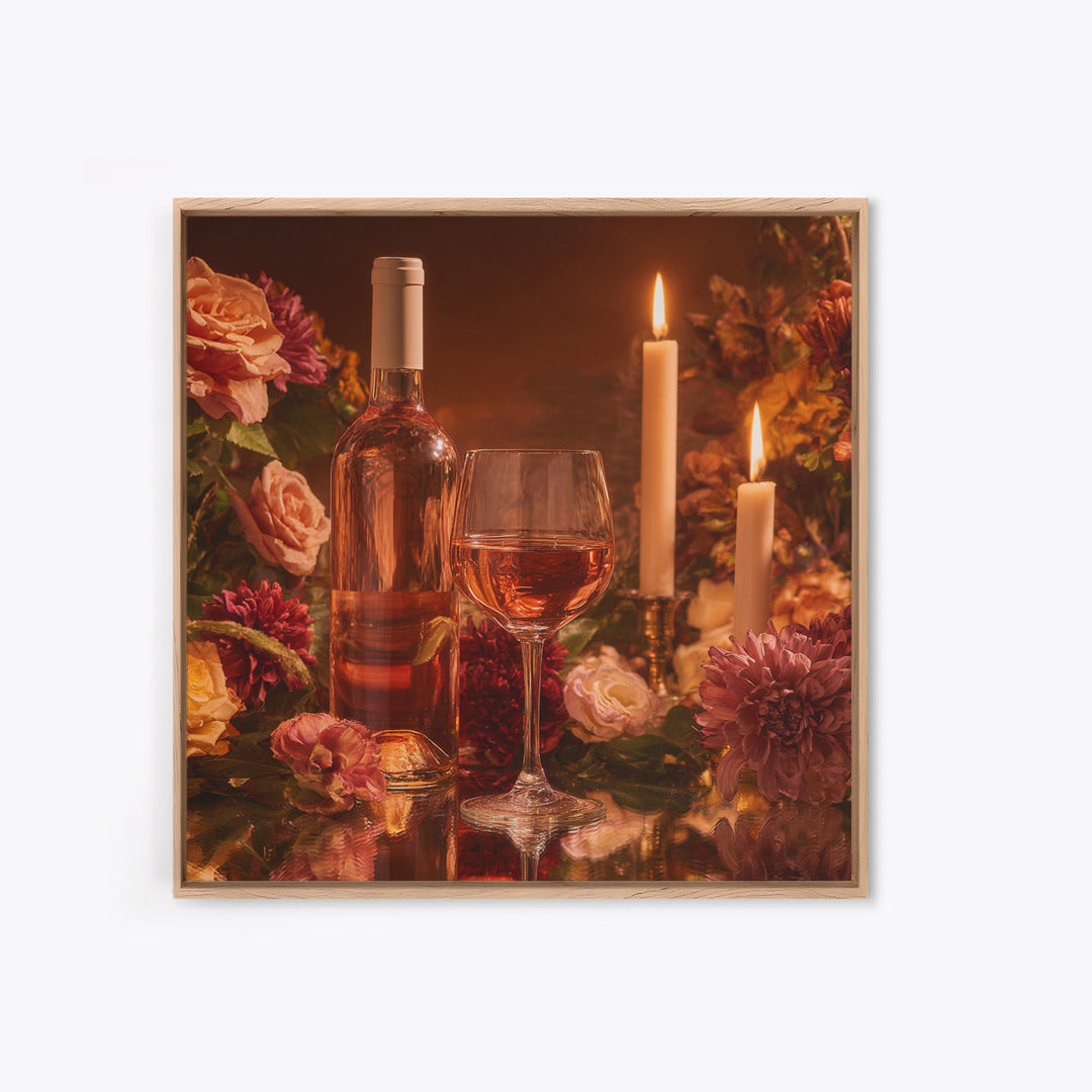 Ros Glass Beside Summer Flowers Canvas Print, Winery Art, Matisse Print, Winery Decor, Fine Art, Vineyard, Luxury Decor, WIN-1x1-14