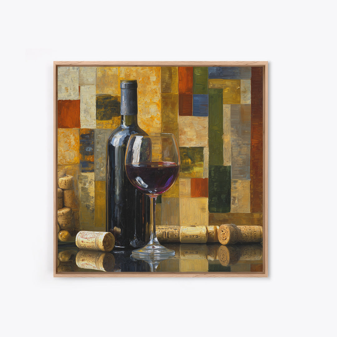 Corks Arranged as Geometric Pattern Canvas Print, Winery Art, Retro Wall Art, Winery Decor, Abstract Art, Vineyard, WIN-1x1-18