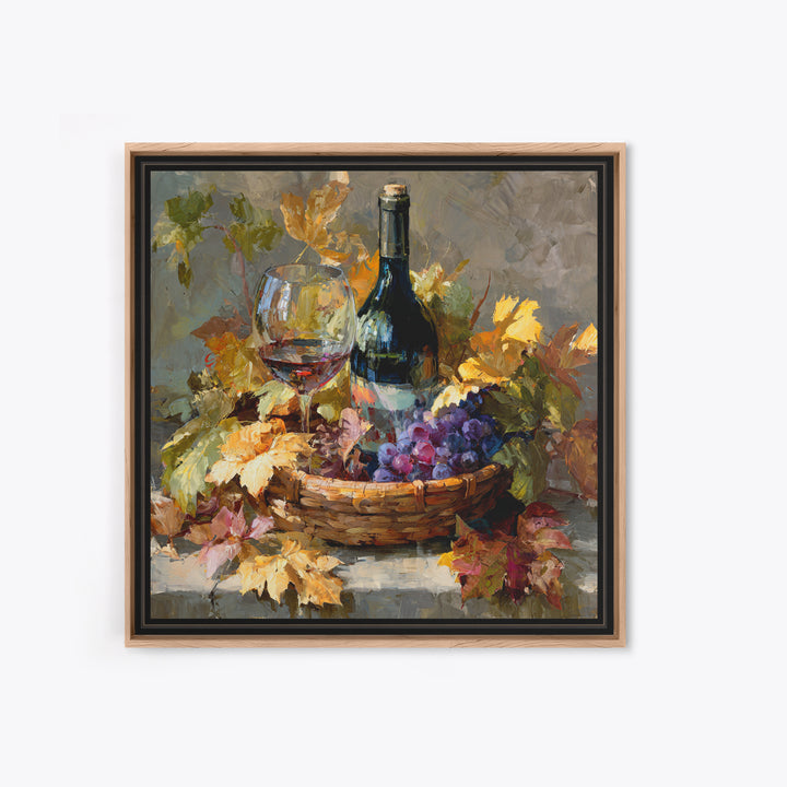 Wine Harvest Basket Canvas Print, Winery Art, Kitchen Wall Decor, Winery Decor, Oil Painting, Vineyard, Fine Art Print, WIN-1x1-22
