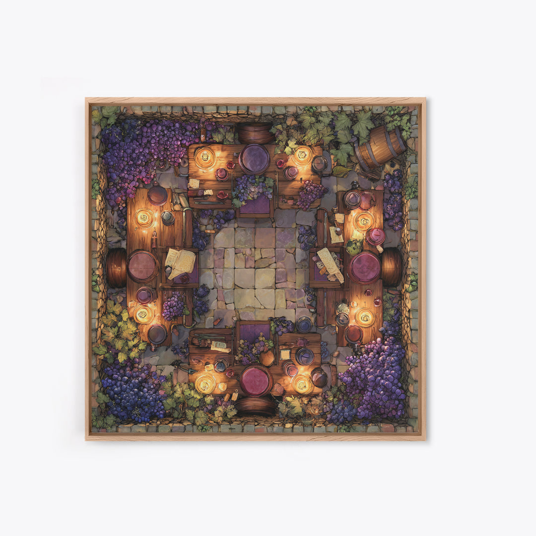 Wine Barrel with Lavender and Sunlight Canvas Print, Winery Art, Travel Poster, Winery Decor, Oil Painting, Vineyard, WIN-1x1-30