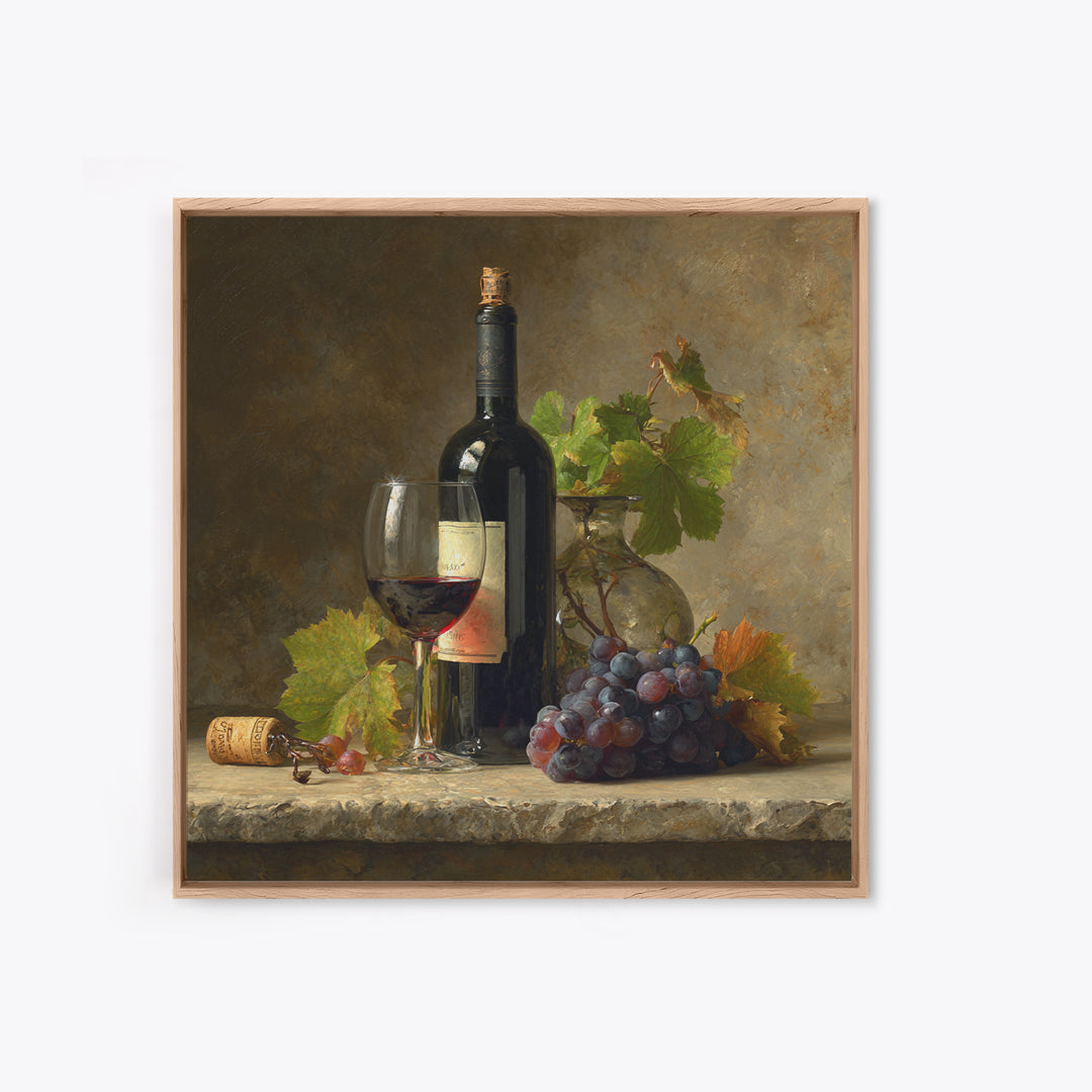 Wine Tasting Flight Rendered as Elegant Still Framed Canvas Print, Winery Art, Cocktail Wall Art, Winery Decor, Watercolor Art, WIN-1x1-34