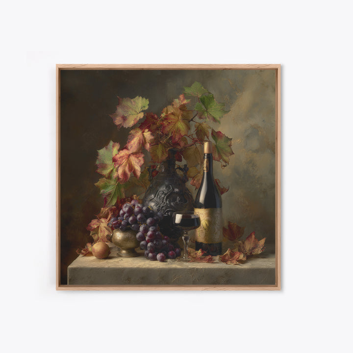 Vine Leaves Turning Autumn Red and Gold Canvas Print, Winery Art, Watercolor Painting, Winery Decor, Fine Art, Vineyard, WIN-1x1-35