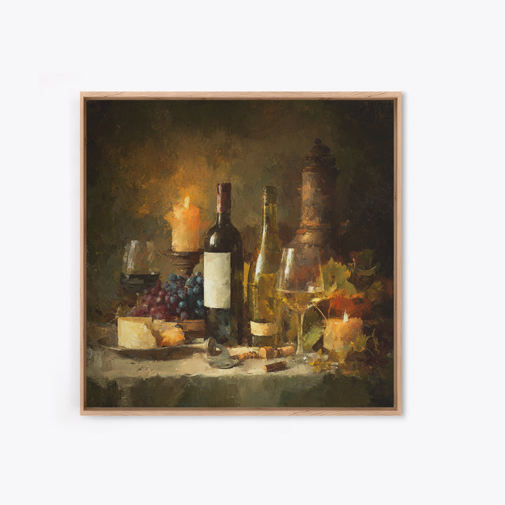 Old Cellar Key and Wine Label Shapes Canvas Print, Winery Art, Oil Painting, Winery Decor, Abstract Art, Vineyard, WIN-1x1-36