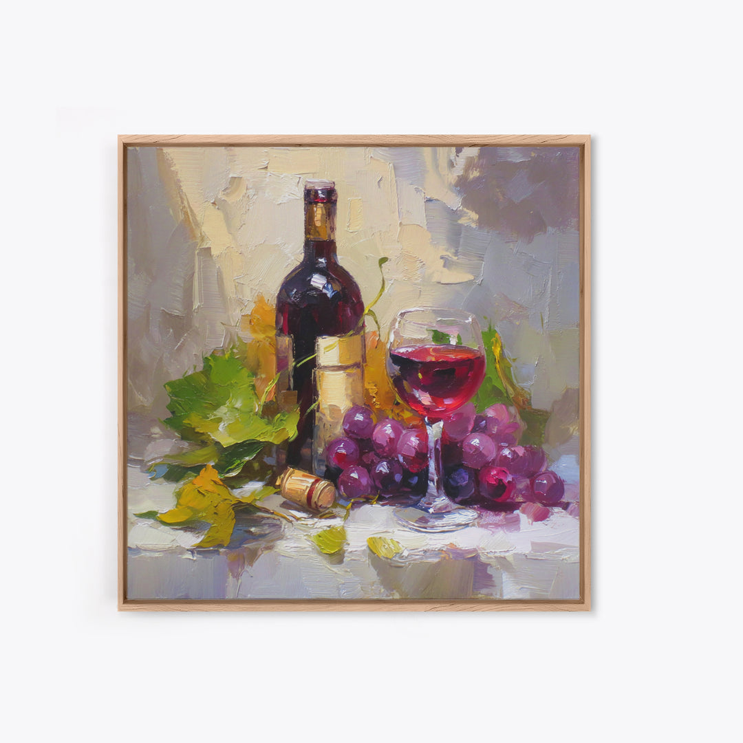 Burgundy Abstract with Gold Accents Framed Canvas Print, Winery Art, Living Room Decor, Winery Decor, Fine Art, Vineyard, WIN-1x1-47