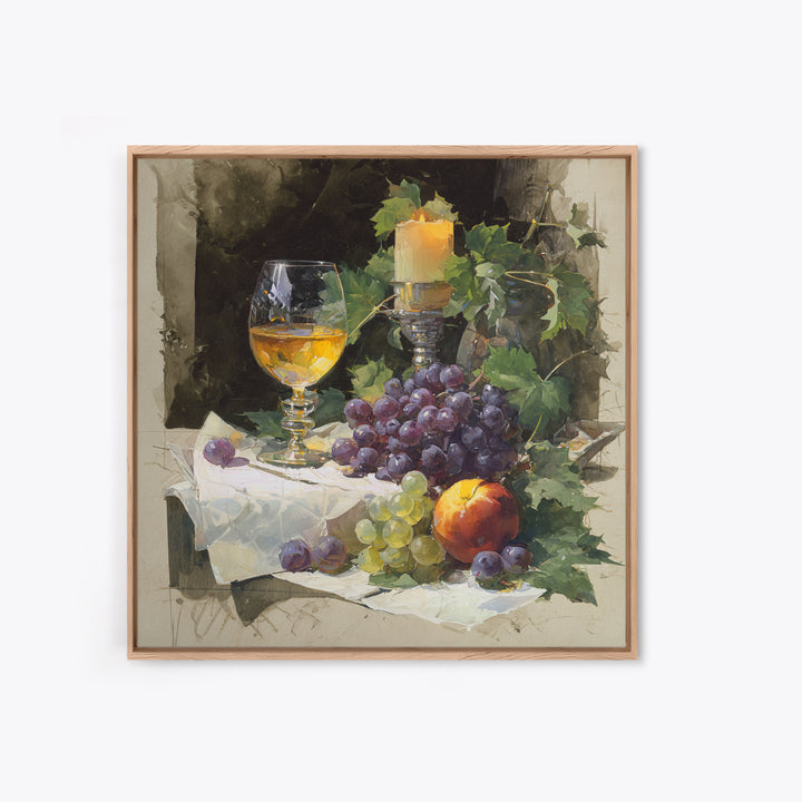 Champagne Grapes and White Linen Still Life Canvas Print, Winery Art, Fine Art Print, Winery Decor, Abstract Art, Vineyard, WIN-1x1-5
