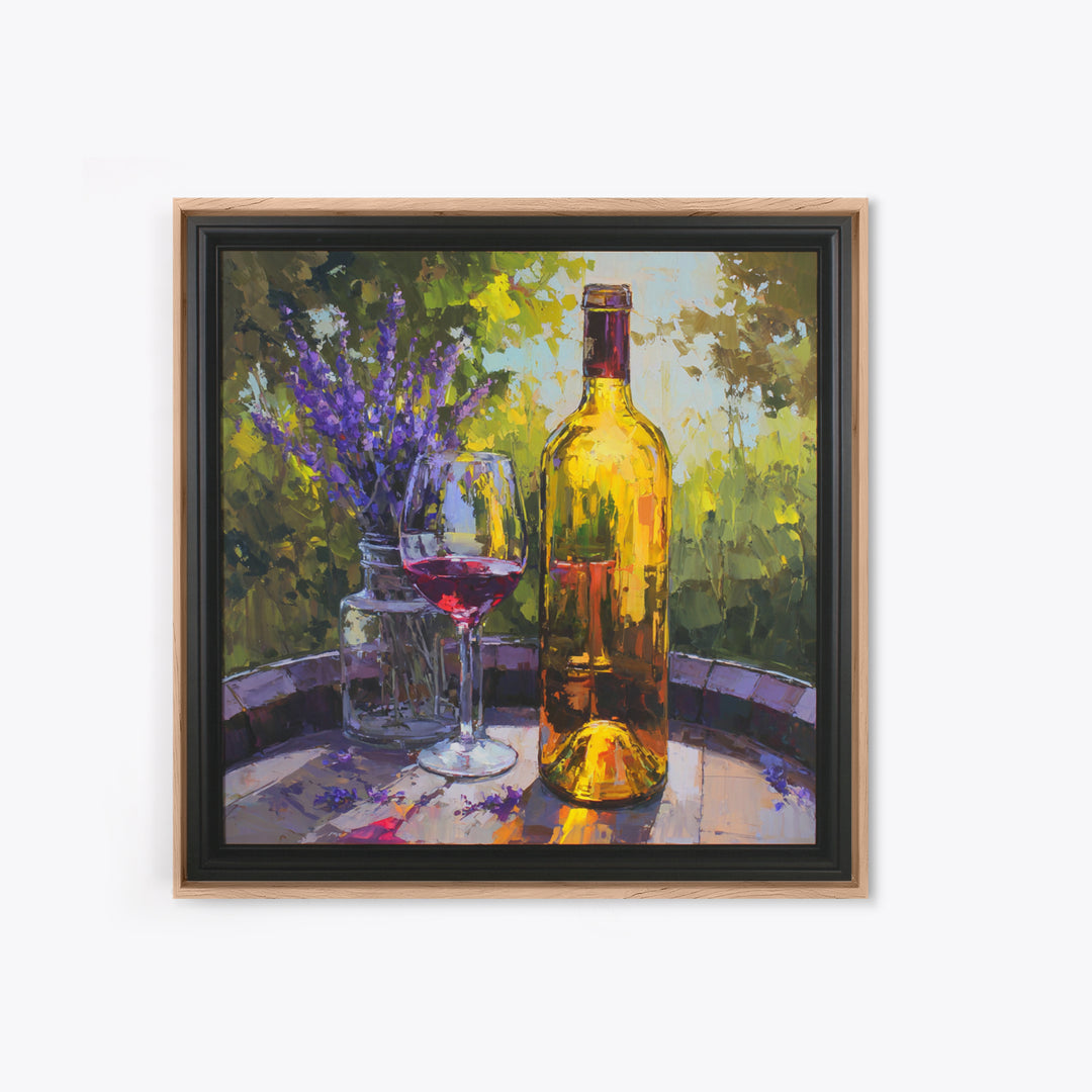Wine Barrel with Lavender and Sunlight Canvas Print, Winery Art, Travel Poster, Winery Decor, Oil Painting, Vineyard, WIN-1x1-54