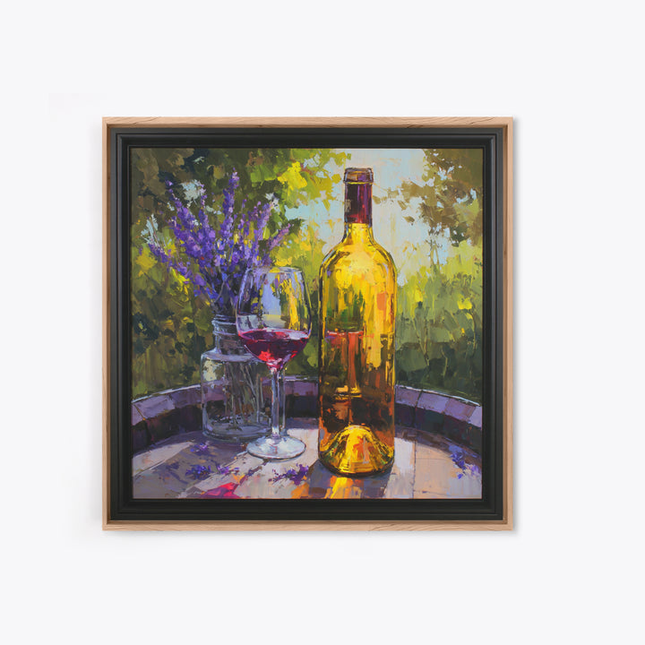 Wine Barrel with Lavender and Sunlight Canvas Print, Winery Art, Travel Poster, Winery Decor, Oil Painting, Vineyard, WIN-1x1-54
