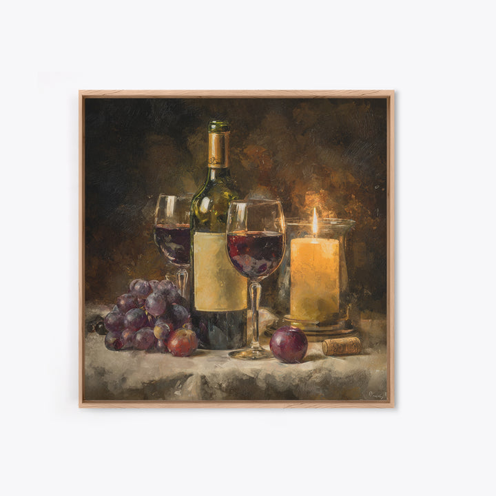 Wine Tasting Flight Rendered as Elegant Still Framed Canvas Print, Winery Art, Cocktail Wall Art, Winery Decor, Watercolor Art, WIN-1x1-58