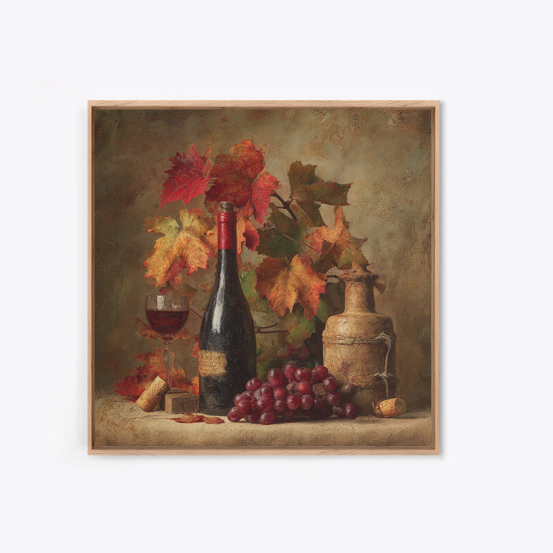 Vine Leaves Turning Autumn Red and Gold Canvas Print, Winery Art, Gallery Decor, Winery Decor, Fine Art, Vineyard, Wall Art, WIN-1x1-59
