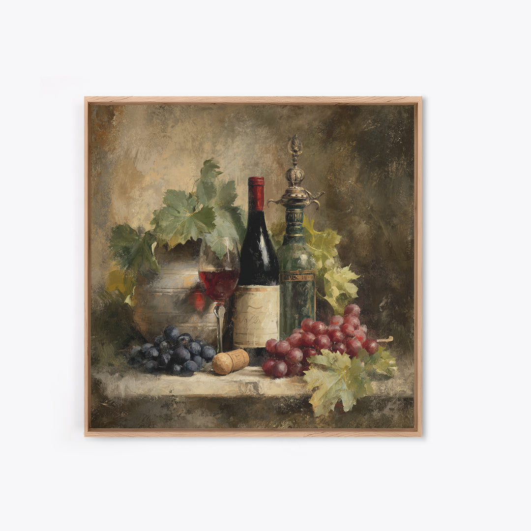 Old Cellar Key and Wine Label Shapes Canvas Print, Winery Art, Retro Wall Art, Winery Decor, Abstract Art, Vineyard, WIN-1x1-60