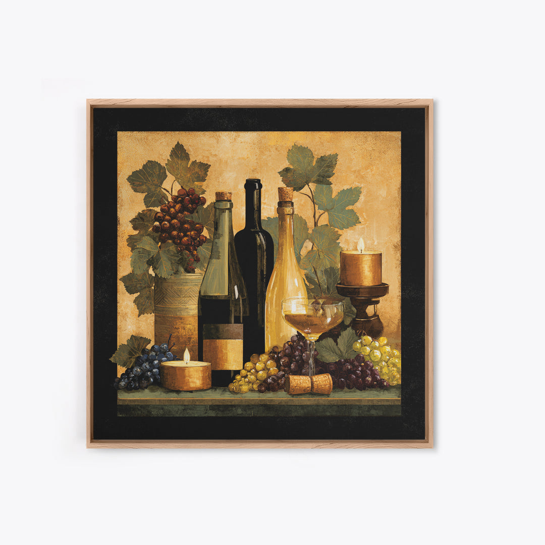 Black and Gold Wine Bottle Silhouette Framed Canvas Print, Winery Art, Wall Art Print, Winery Decor, Fine Art, Vineyard, WIN-1x1-64