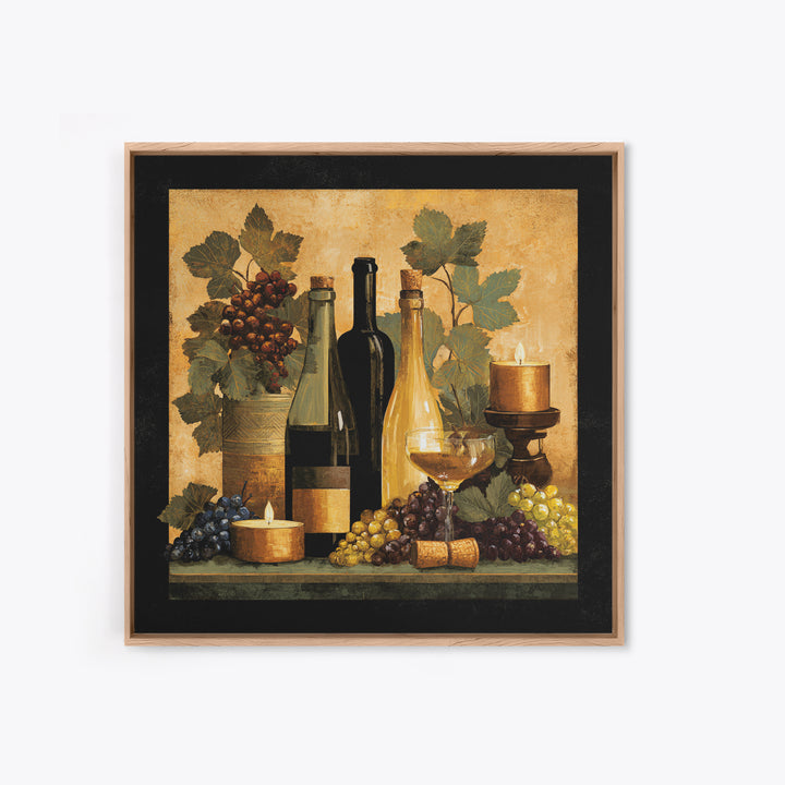 Black and Gold Wine Bottle Silhouette Framed Canvas Print, Winery Art, Wall Art Print, Winery Decor, Fine Art, Vineyard, WIN-1x1-64