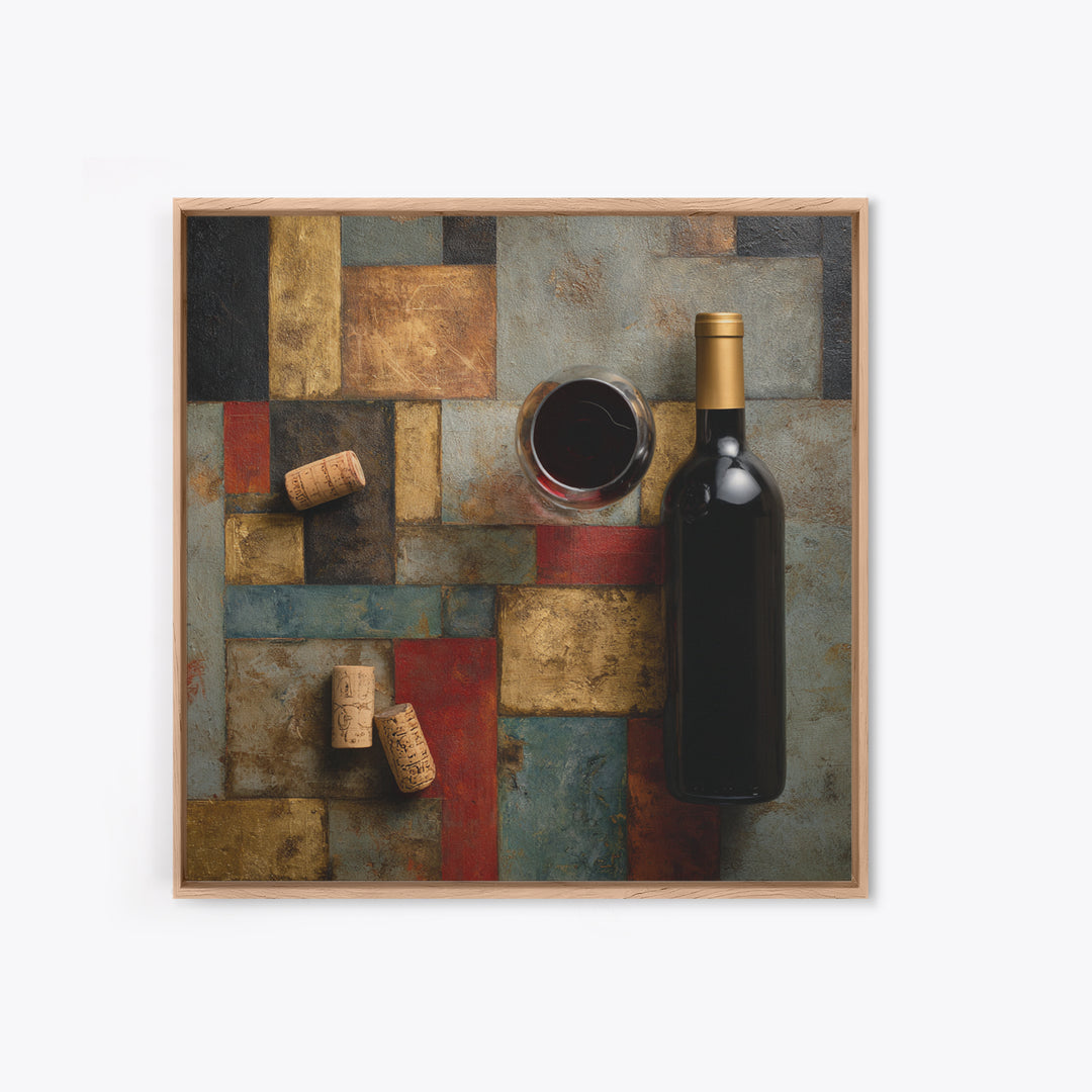 Corks Arranged as Geometric Pattern Framed Canvas Print, Winery Art, Landscape Art, Winery Decor, Fine Art, Vineyard, WIN-1x1-66