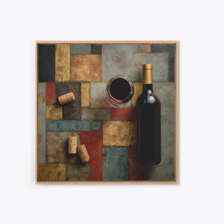 Corks Arranged as Geometric Pattern Framed Canvas Print, Winery Art, Landscape Art, Winery Decor, Fine Art, Vineyard, WIN-1x1-66
