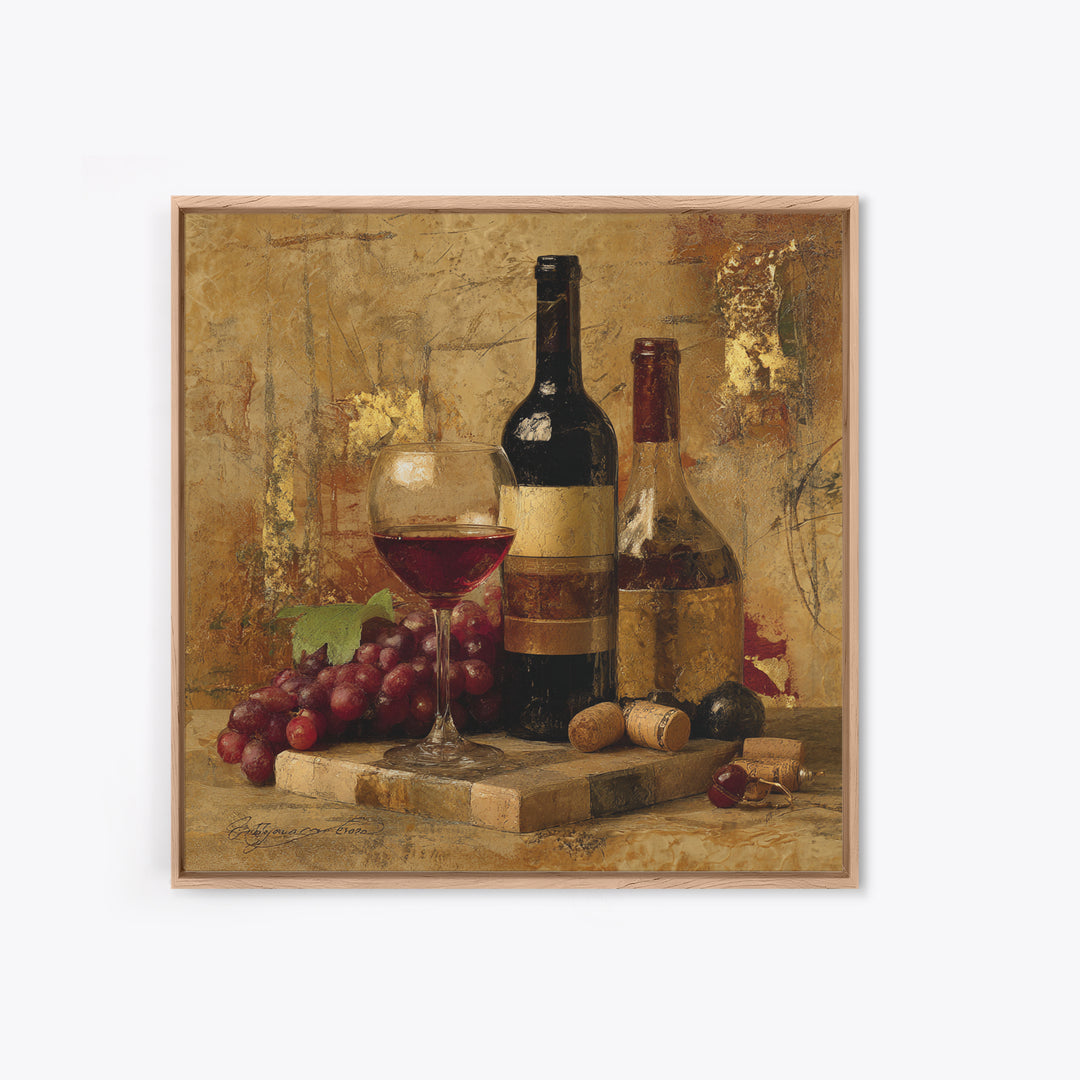 Burgundy Abstract with Gold Accents Framed Canvas Print, Winery Art, Living Room Art, Winery Decor, Abstract Art, Vineyard, WIN-1x1-71
