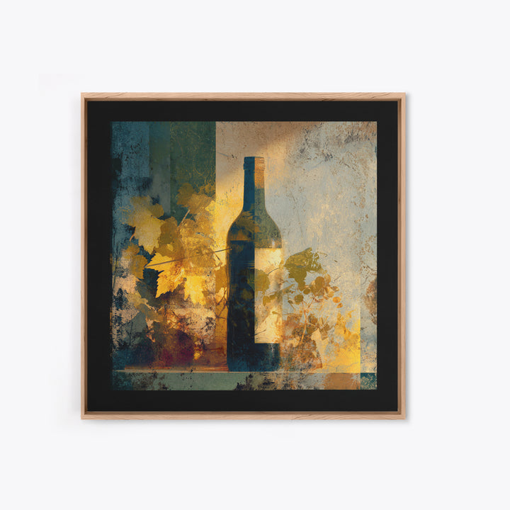 Black and Gold Wine Bottle Silhouette Framed Canvas Print, Winery Art, Minimalist Decor, Winery Decor, Fine Art, Vineyard, WIN-1x1-88