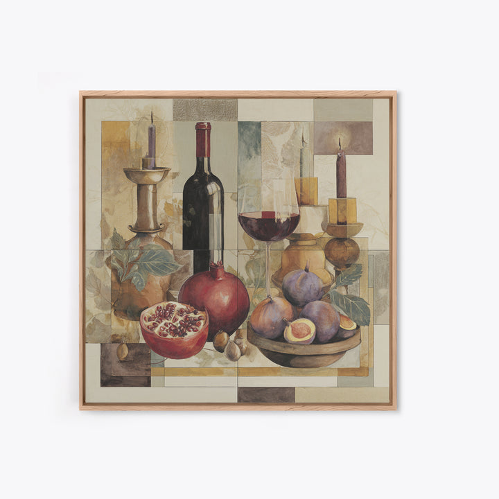 Pomegranate Figs and Red Wine Composition Canvas Print, Winery Art, Contemporary Art, Winery Decor, Fine Art, Vineyard, WIN-1x1-89