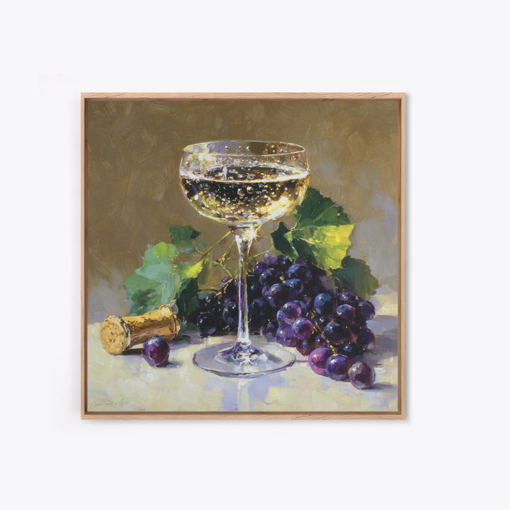 Champagne Coupe with Bubbles and Light Canvas Print, Winery Art, Room Decor, Winery Decor, Fine Art, Vineyard, WIN-1x1-91