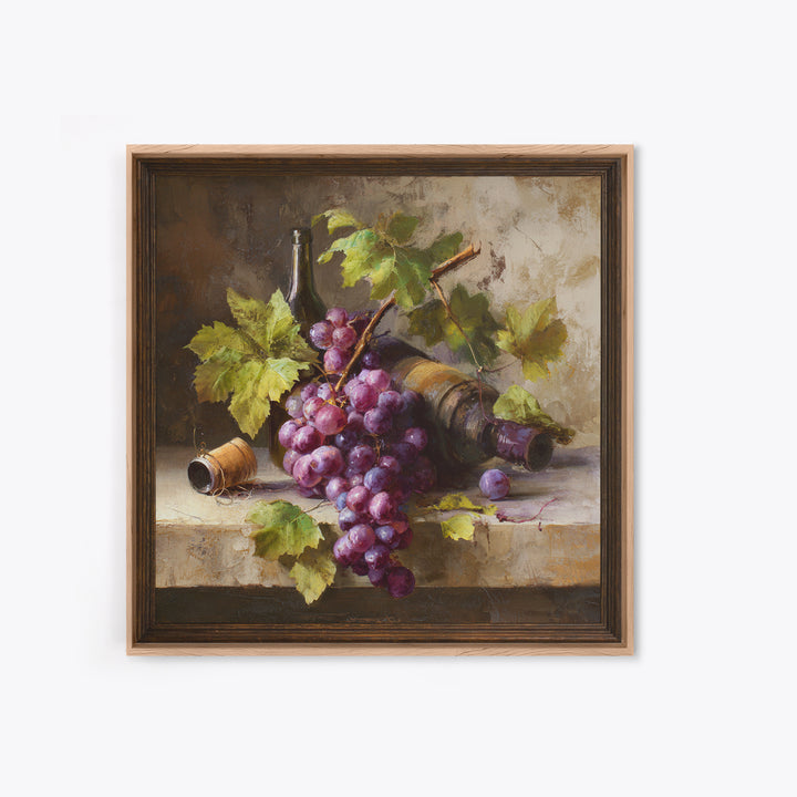 Grapevine Branch with Purple Grapes and Leaves Canvas Print, Winery Art, Art Print, Winery Decor, Fine Art, Vineyard, WIN-1x1-97