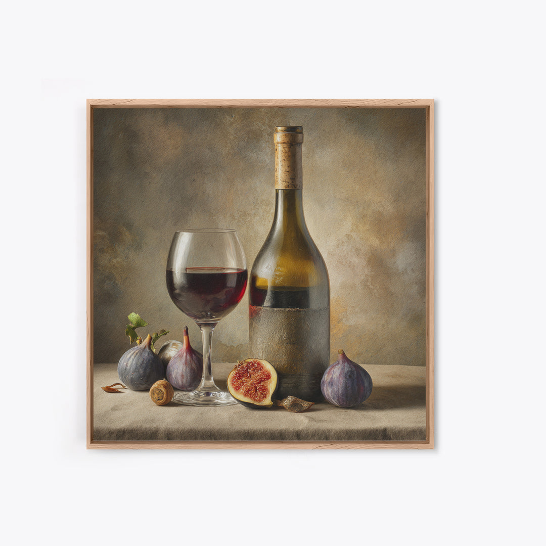 Wine Bottle and Glass Still Life Canvas Print, Winery Art, Textured Painting, Winery Decor, Fine Art, Vineyard, Oil Painting, WIN-1x1-98