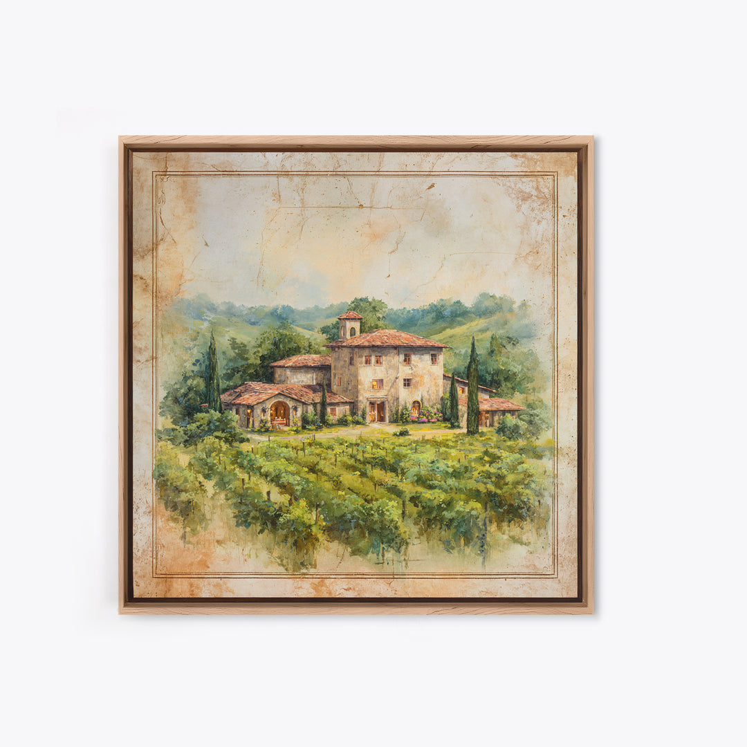 Tuscan Vineyard at Golden Hour Canvas Print, Winery Art, Wall Decor, Winery Decor, Vineyard, Kitchen Art, Living Room Decor, WIN-1x1-99