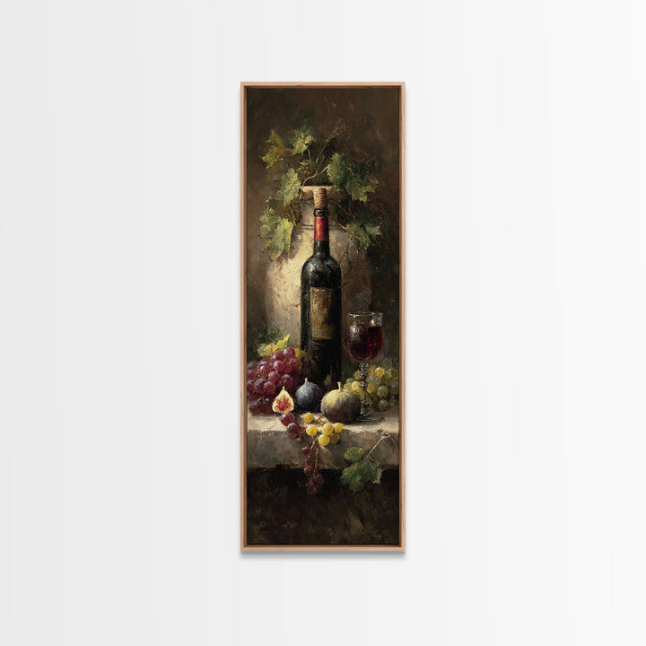 Wine Bottle and Glass Still Life Canvas Print, Winery Art, Gallery Decor, Winery Decor, Fine Art, Vineyard, Wall Art, WIN-1x3-14