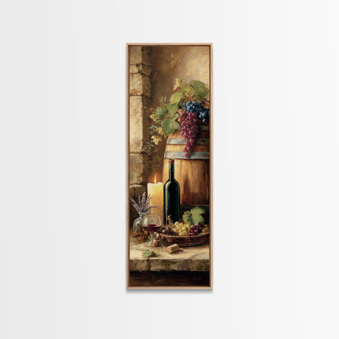 Wine Barrel with Lavender and Sunlight Canvas Print, Winery Art, Neutral Decor, Winery Decor, Fine Art, Vineyard, Home Decor, WIN-1x3-18